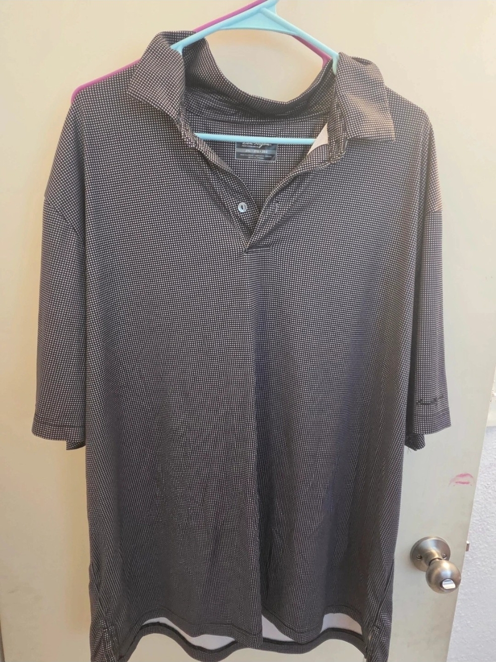 Hogan Men's Dark Charcoal Micro-Check Polo